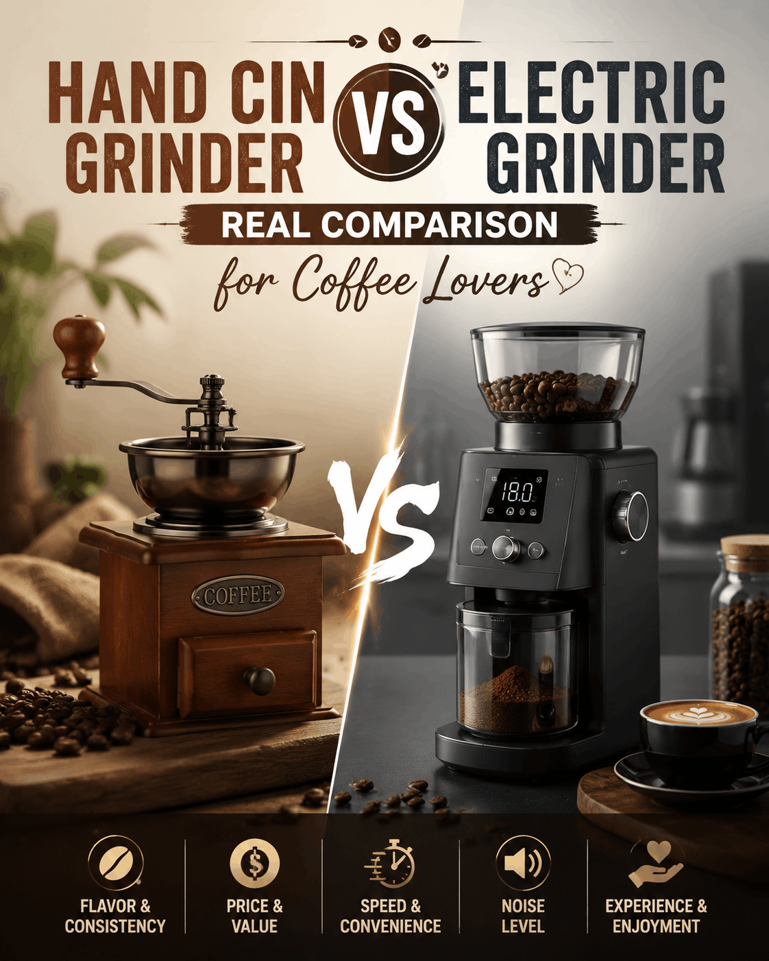 Hand Grinder vs Electric Grinder Real Comparison for Coffee Lovers