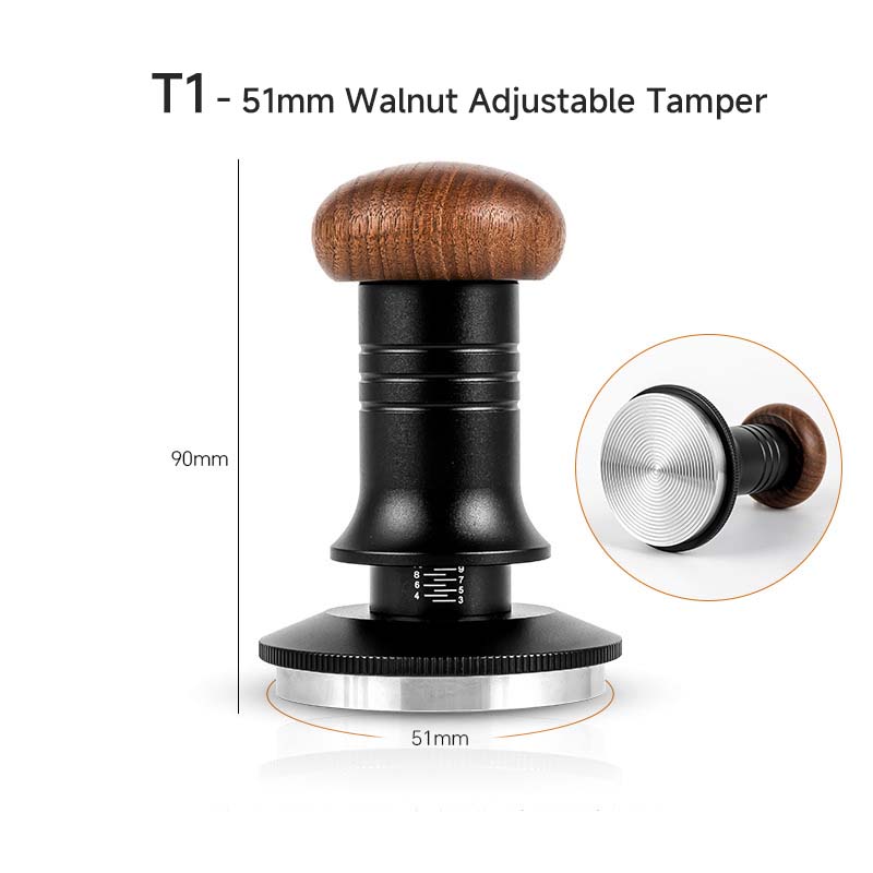 T1 - 51mm Walnut Adjustable Tamper