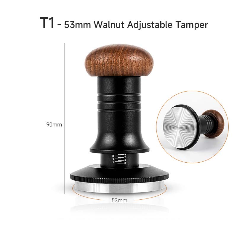 T1 - 53mm Walnut Adjustable Tamper