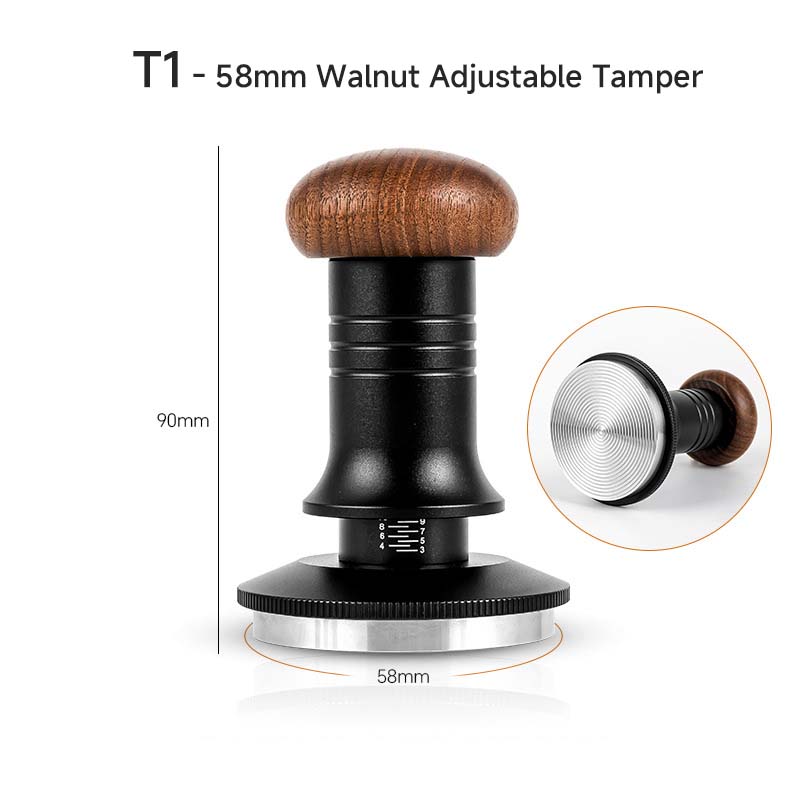 T1 - 58mm Walnut Adjustable Tamper