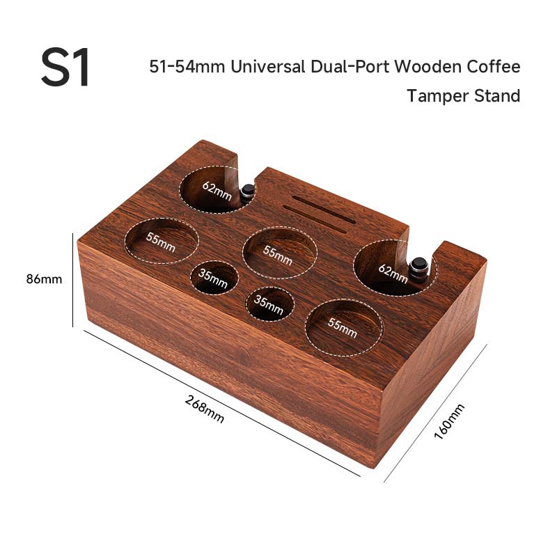 S1 - Dual Slot Wooden Coffee Tamper Holder, 51-54mm