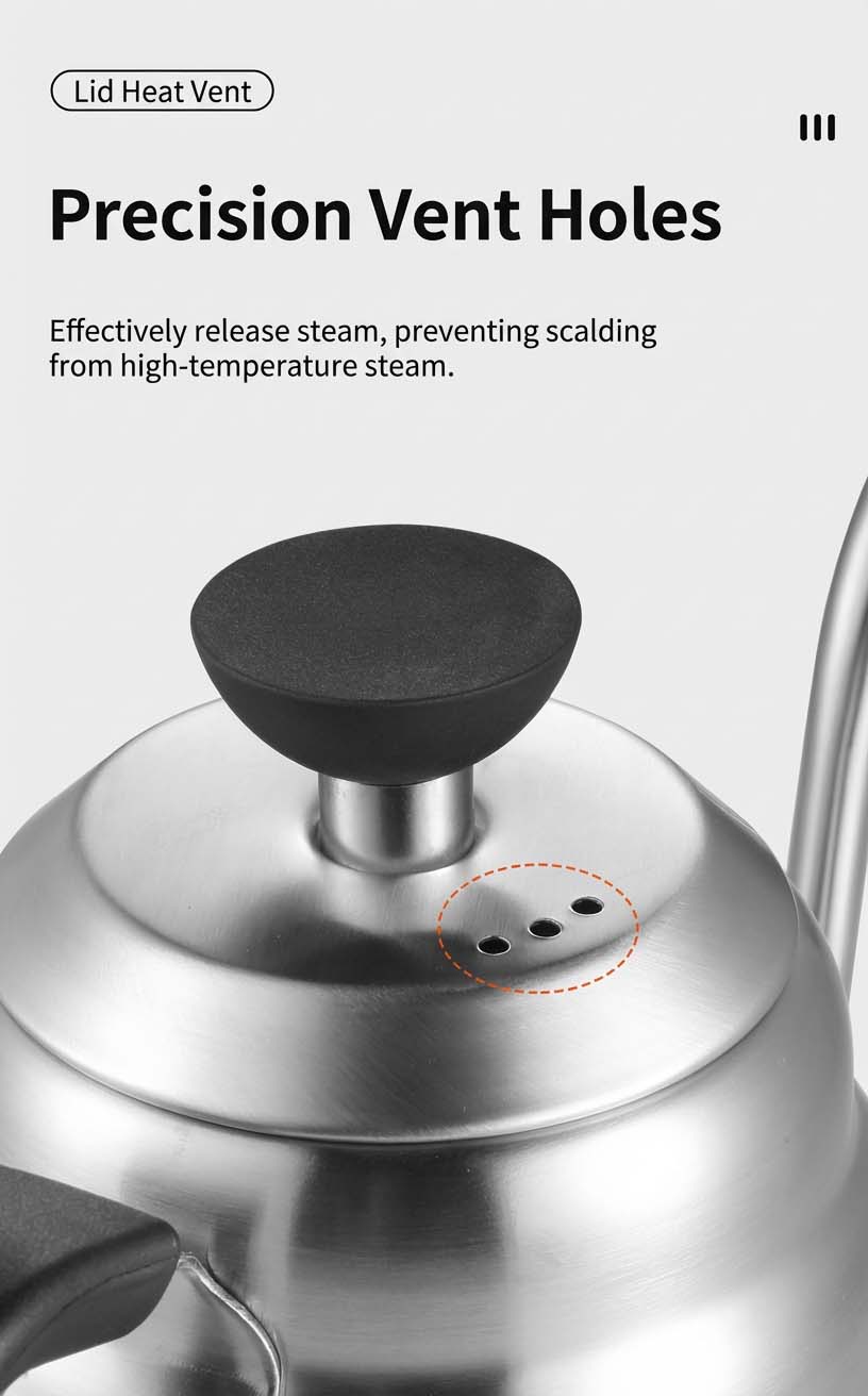 304 Stainless Steel Gooseneck Kettle - Detail View 1