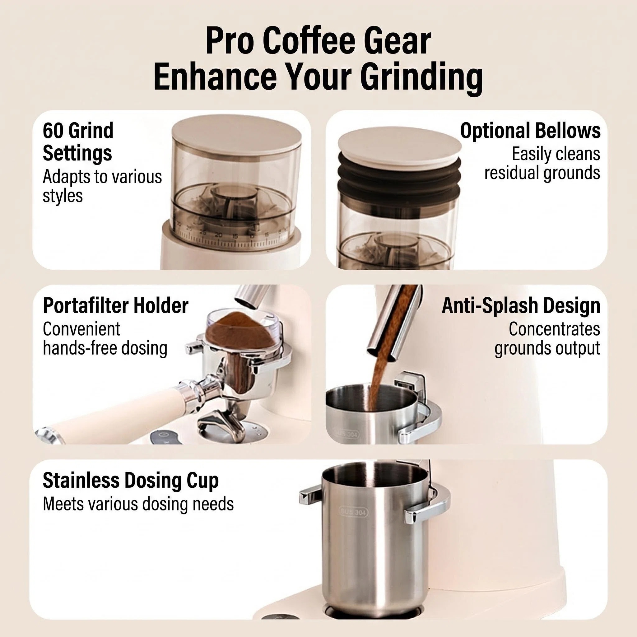 Compact Electric Burr Coffee Grinder - Detail View 2